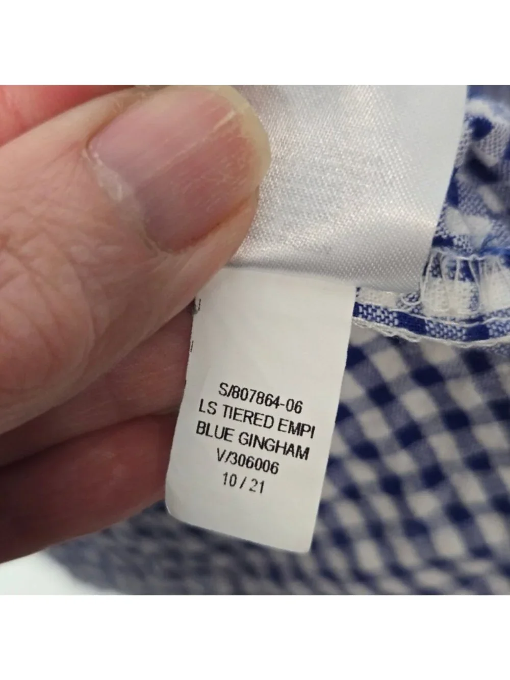 Old Navy Size XXL Tiered Blue Gingham Puff Sleeve Baby Doll Swing Top Empire Wai